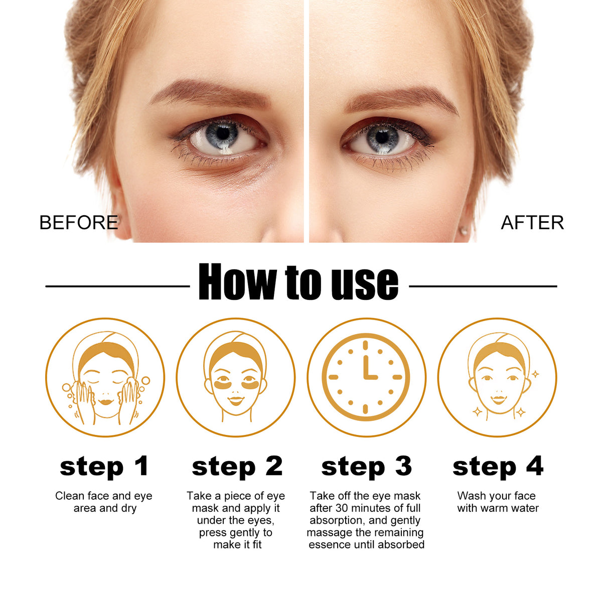 Collagen Gold Eye Mask Firming Eye Pattern Patch Overnight Dark Circles Under Eye Elastic Repair